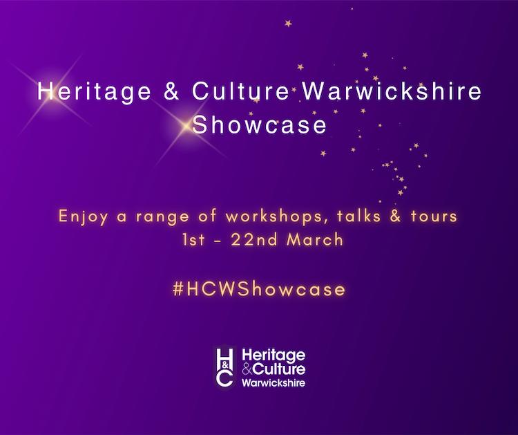 Text on purple background - enjoy the Heritage showcase 1st - 22nd March 2025