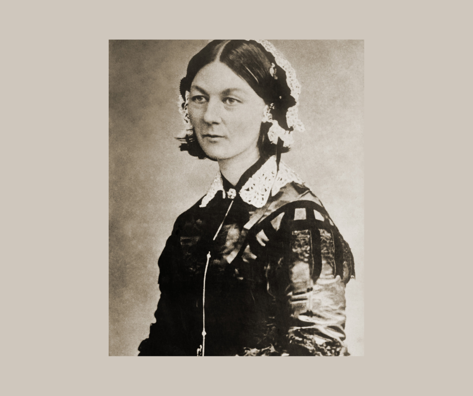 Old black and white image of Florence Nightingale