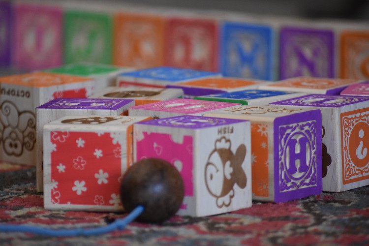 Wooden blocks with patterns on them