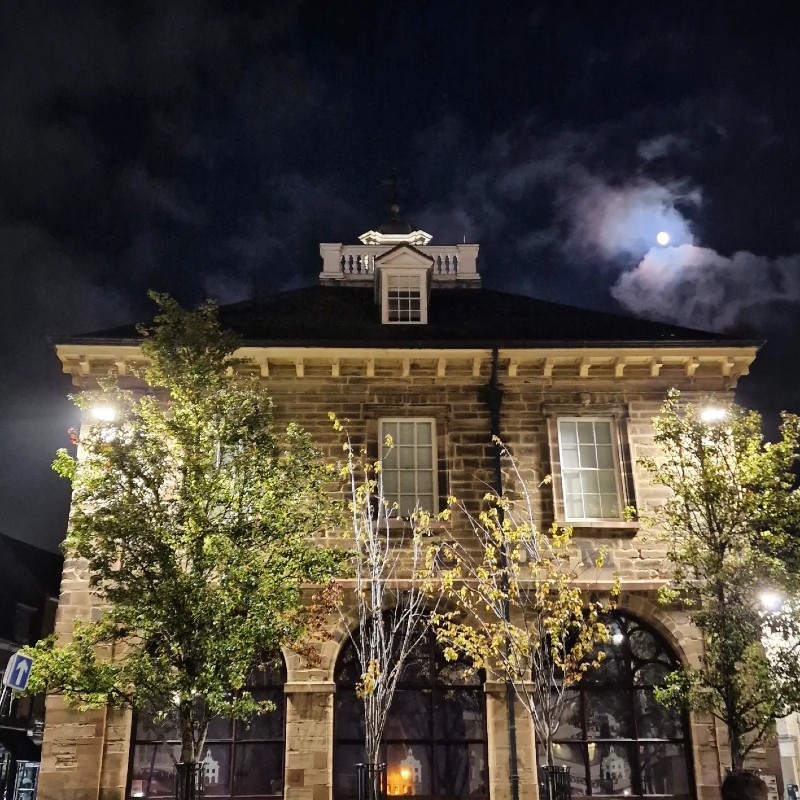 Market hall museum at night