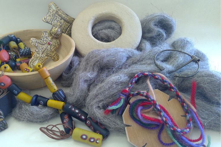 Anglo Saxon artefacts such as woollen items