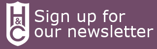Purple box with text 'sign up to our newsletter'