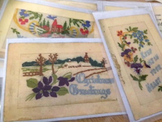 Images of Silk Embroidered Postcards x6